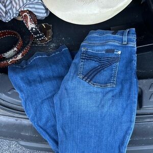 7 For All Mankind Blue Flare Wide Leg Jeans